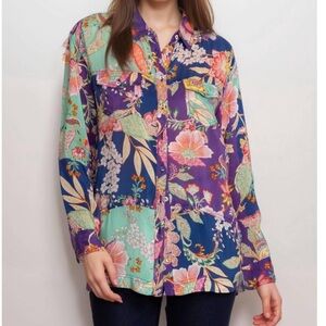 Johnny Was Vivienne Leya Multicolored Button Down Blouse